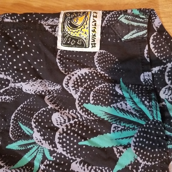 Quicksilver short sleeve cactus hemp leaf print button down shirt medium EUC - Picture 4 of 8